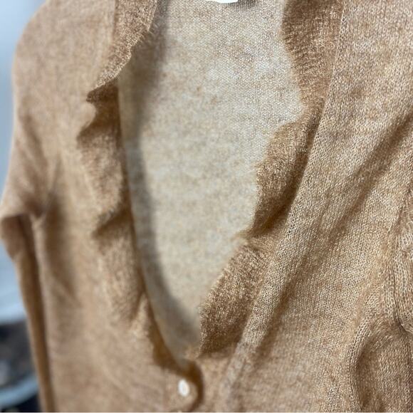 Mohair Blend Ruffle Cardigan Sweater, Vintage J. Crew, Cinnamon Career Casual S - Picture 7 of 8